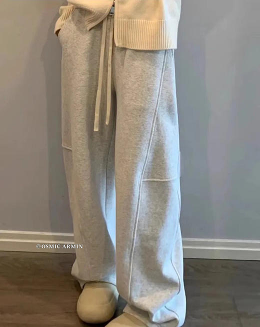 专治胯宽 腿粗腿不直【 OSMIC ARMIN 五色加绒黑标弯刀裤】显瘦休闲裤神仙裤子松紧高腰显腿直深灰色拼接镰刀阔腿裤女秋季高腰显瘦美式卫裤休闲直筒香蕉运动裤 商品图12