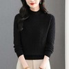 CC半高领套头毛衣女秋冬季厚款粉色麻花针织衫宽松百搭短款打底毛衣 商品缩略图1