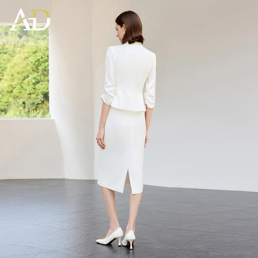 AD职业装套装女2025新款气质女神范高端白色西装外套半身裙两件套 商品图4