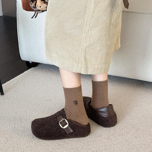 【YW】无忧购毛毛勃肯鞋女厚底加绒鞋秋冬新款外穿懒人鞋6673（截单后3-5天发货） 商品图6