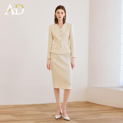 AD小香风套装裙女装新款时尚气质名媛粗花呢法式高端精致两件套 商品图0