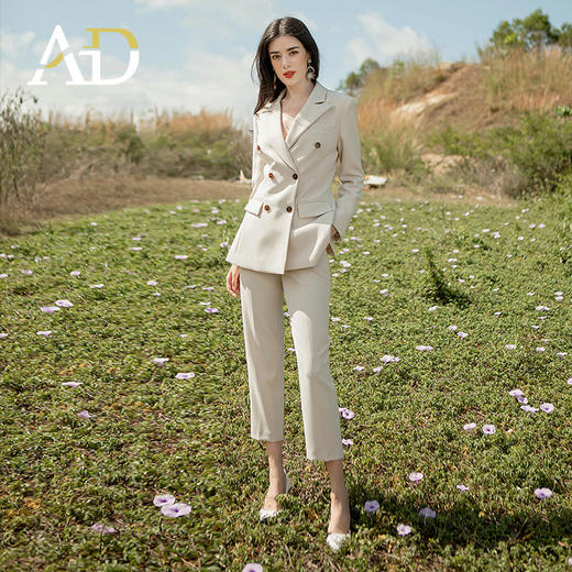AD职业西装套装女秋冬款加厚西服外套时尚名媛通勤时装气质两件套 商品图2