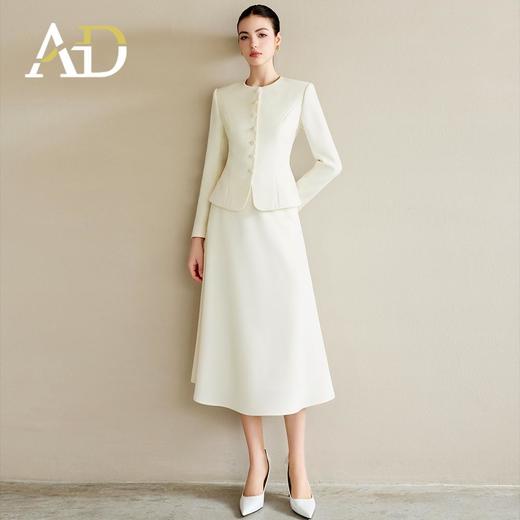 AD职业装气质女神范套装女高端细闪银丝圆领西装正装伞裙两件套 商品图3