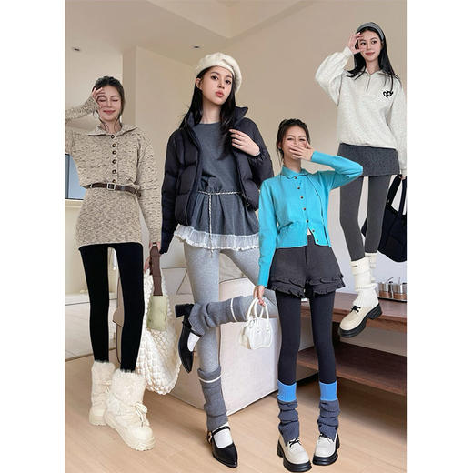 9312时尚百搭连脚棉毛圈200g打底裤纪念日百货门店同款164695101 商品图4