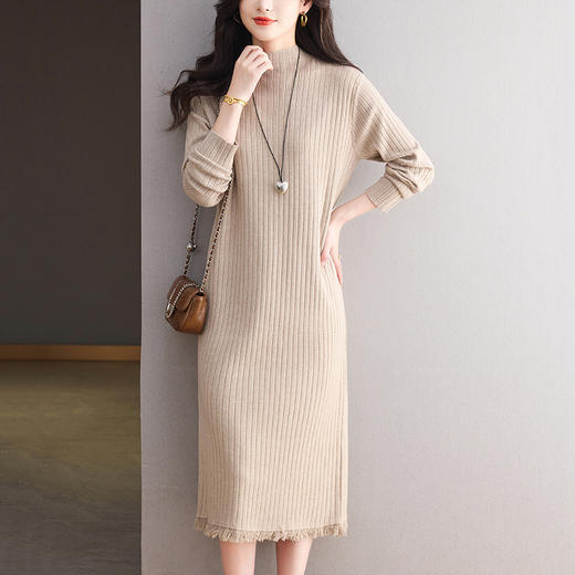 CC流苏高级感连衣裙冬季配大衣的裙子气质长款显瘦漂亮毛衣裙好看厚 商品图1