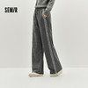 森马休闲裤女冬季花边撞色宽松仿呢长裤2025新款显腿长气质阔腿裤 商品缩略图0