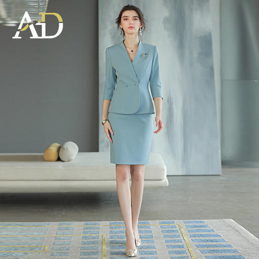 AD西装工作服女职业气质套装高端美容院前台工装商务接待工装套裙 商品图2