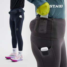 STAW世拓-5度狠稳腰包抓绒紧身长裤厚绒保暖跑步运动瑜伽加绒裤子
