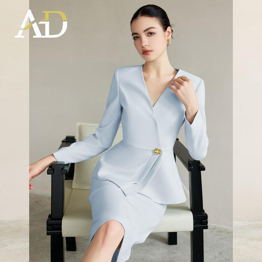 AD设计西装外套高端无领蓝色正装套装2025新款秋季时尚气质工作服 商品图4