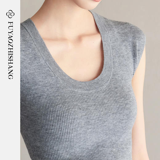FUYAO扶摇 灰色短袖t恤女2025新款天丝针织衫夏季高级感针织上衣 商品图2