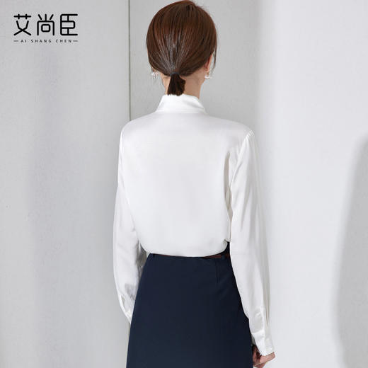 艾尚臣职业气质衬衫女白色小个子通勤时尚ol上衣宽松显瘦内搭衬衣 商品图4
