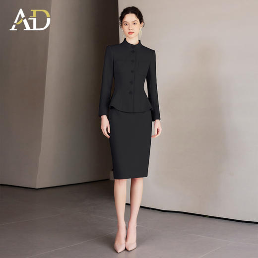 AD正式场合西装套装女气质小香风波浪边羊毛外套商务通勤职场女装 商品图2