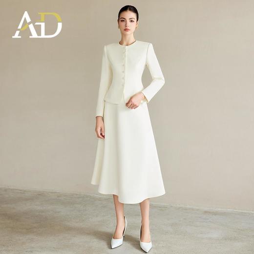 AD职业装气质女神范套装女高端细闪银丝圆领西装正装伞裙两件套 商品图2