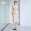 AD高级感西装女职业正装2025新款浅卡其色圆领西装外套包臀鱼尾裙 商品缩略图1