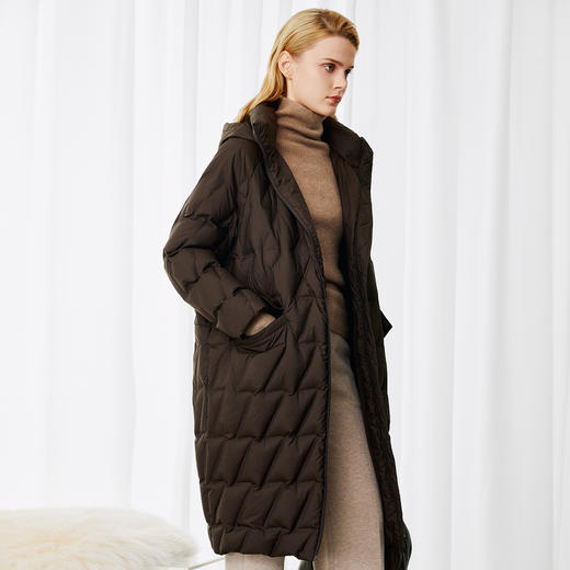 EITIE爱特爱宽松廓形格子保暖连帽羽绒服冬季新款8011707 商品图3