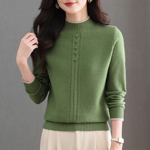 CC半高领毛衣女秋冬短款妈妈装上衣2025新款洋气厚款保暖内搭针织衫 商品图3