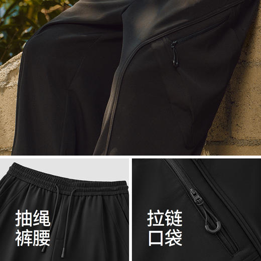 森马休闲裤男冬季加绒宽松直筒裤2025新款拼接时尚户外长裤子黑色 商品图3