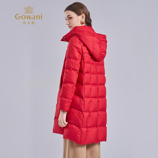 乔万尼冬新品宽松H型连帽白鸭绒保暖中长款羽绒服EM4T663 商品图4