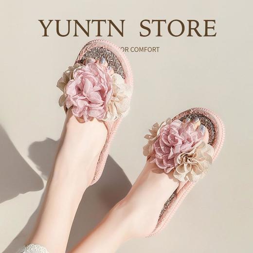 【雪纺花朵优雅甜美亚草凉拖鞋】女室内防滑软底厚底居家鞋可外穿 商品图1