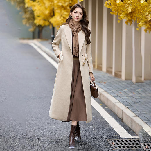 SNX3055通勤风呢子外套女2025冬季新款女装时尚大翻领修身显瘦毛呢大衣 商品图0