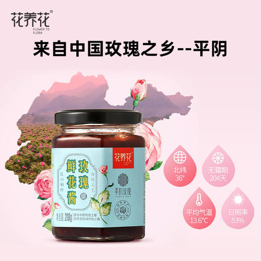 【正宗平阴玫瑰花酱】花养花 玫瑰鲜花酱 218g/瓶 商品图3