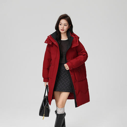 2025冬季新款女士中长款三防可脱卸帽廓形气质韩版羽绒服919 商品图1