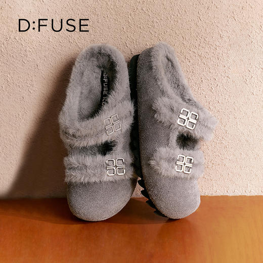 Dfuse迪芙斯2025秋季新款轻便外穿包头凉拖双条带毛毛勃肯鞋女DFD4110007 商品图4
