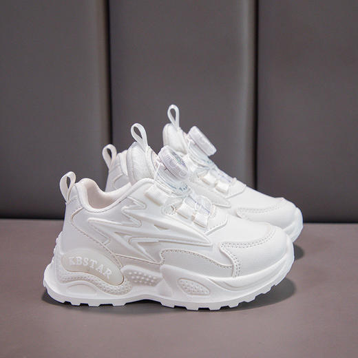 【活力时尚，肆意出行】女童鞋子 春秋新款旋钮男童运动鞋 薄网透气 中大童小白鞋 小童鞋。hb 商品图8