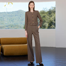 AD保暖加厚羊毛尼西装直筒裤两件套显瘦显高职场通勤职业正装女