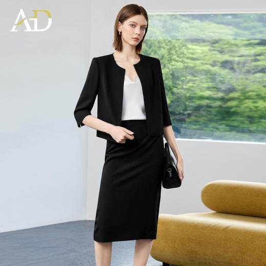 AD高端薄款黑色西装套装女2025新款秋季小个子高级感气质职业西服 商品图1