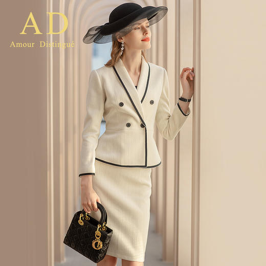 AD职业装气质女神范套装女2022秋冬灯芯绒外套时尚名媛小香风套裙 商品图1