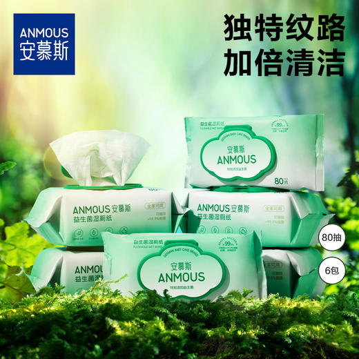 安慕斯B5奢护益生菌除菌湿厕纸 80抽*6包 商品图0