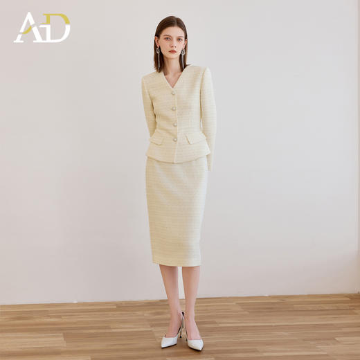 AD小香风套装裙女装新款时尚气质名媛粗花呢法式高端精致两件套 商品图3