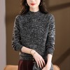 CC复古杂色半高领提花针织衫女秋冬季显瘦厚款紫色套头内搭外穿毛衣 商品缩略图2