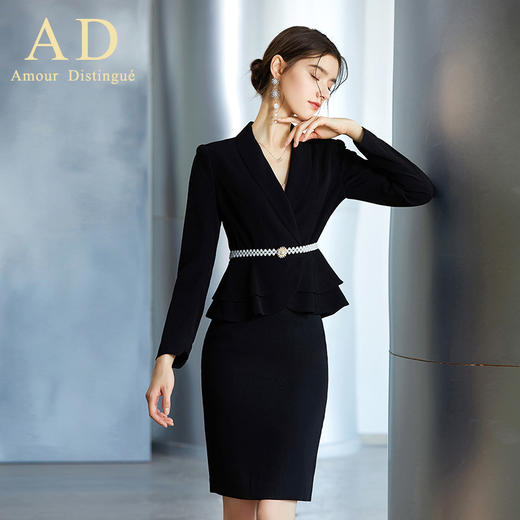 AD高端名媛气质套装工作服女轻熟风西装套装包臀裙职业装两件套秋 商品图0