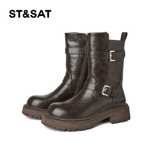 【保暖绒里】星期六英伦风百搭扣带百搭短靴SSD4116T55 商品图9