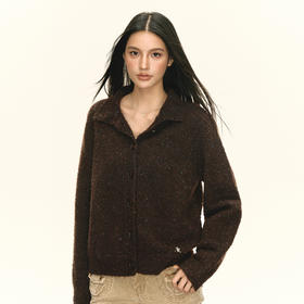 Ariseism 美式复古翻领开衫毛衣外套女秋季新款上衣