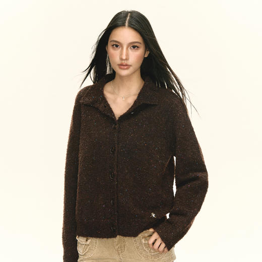 Ariseism 美式复古翻领开衫毛衣外套女秋季新款上衣 商品图0