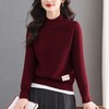 CC2025秋冬新款半高领纹理针织衫女简约显瘦短款长袖带贴标打底上衣 商品缩略图1