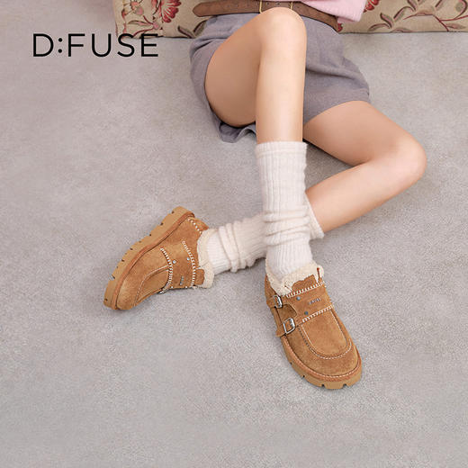 Dfuse迪芙斯2025冬季新款皮带扣雪地靴加绒松糕厚底袋鼠鞋轻便孟克鞋女DFD4118057 商品图3