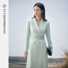 FUYAO扶摇 高端盘扣醋酸连衣裙女气质新中式国风西装裙设计师款