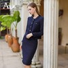 AD小香风职业套装裙女秋冬新款毛边编织开衫短外套藏青色两件套 商品缩略图0