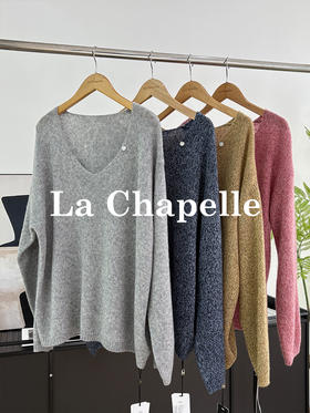 会员福利【山羊绒/羊驼毛】拉夏贝尔/La Chapelle软糯舒适亲肤~绵羊毛/莱赛尔！高品质V领针织毛衣