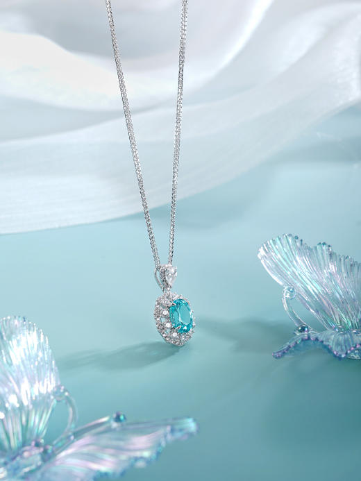 子佩集【蓝悦凝福】S925银套链【PM2221-XF】培育宝石帕拉伊巴蓝碧玺大椭圆2510 商品图2