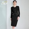 AD法式通勤西装套装女高级感珍珠圆领长袖外套黑色职业装正装半裙 商品缩略图2