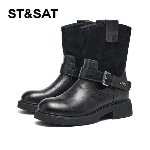 【绒里可选】星期六复古扣带时装短靴SSD4116555/SSD4118555 商品图4