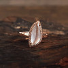 【天然正品】A货翡翠AU750玫瑰金镶钻镶天然细腻白色高冰种木那雪花棉柳叶（金枝玉叶）翡翠戒指13号（戒圈可改）女士280925TJ15 商品缩略图3