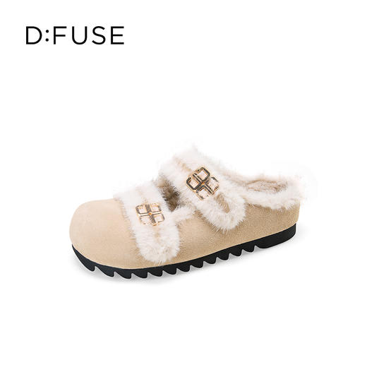 Dfuse迪芙斯2025秋季新款轻便外穿包头凉拖双条带毛毛勃肯鞋女DFD4110007 商品图5