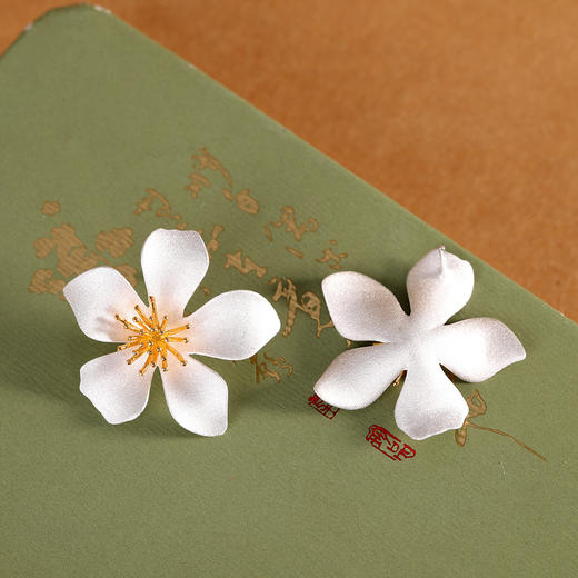 【花开盛景】S925银古法喷砂山茶花耳钉【RP-ED730314】 商品图2