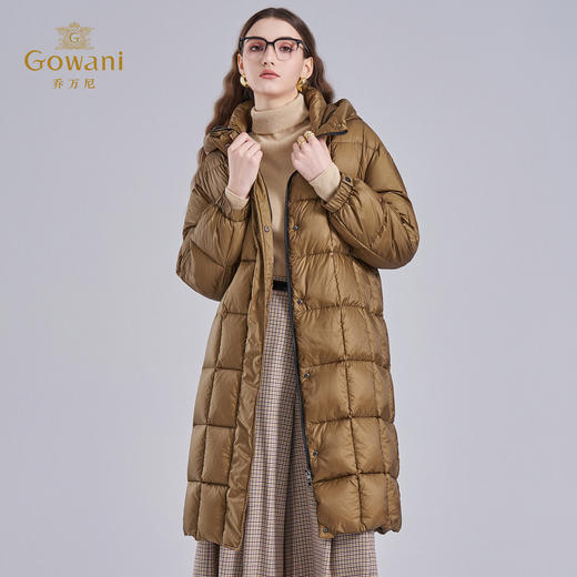 乔万尼冬季白鸭绒H型连帽设计长款时尚羽绒服ET4T990 商品图2